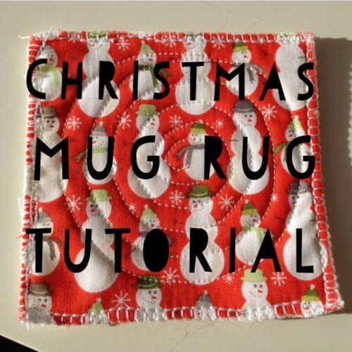 Quilted coaster tutorial for a Christmas mug rug.