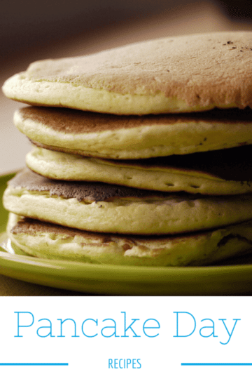 pancakes on a green plate.