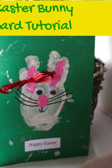Tutorial for creating Easter bunny handprint cards.
