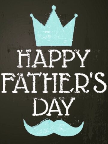 A special father's day card with a crown and mustache for a happy daddy.