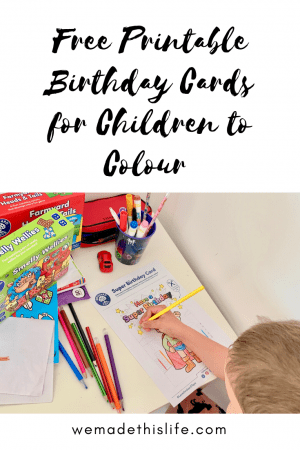 free printable birthday cards for children to colour