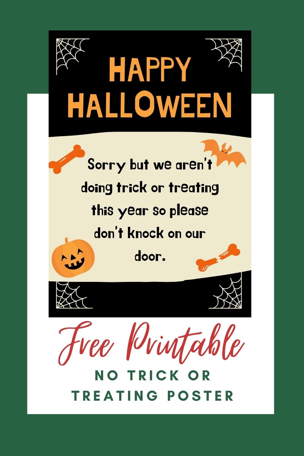 No Trick Or Treating Halloween Free Printable Poster