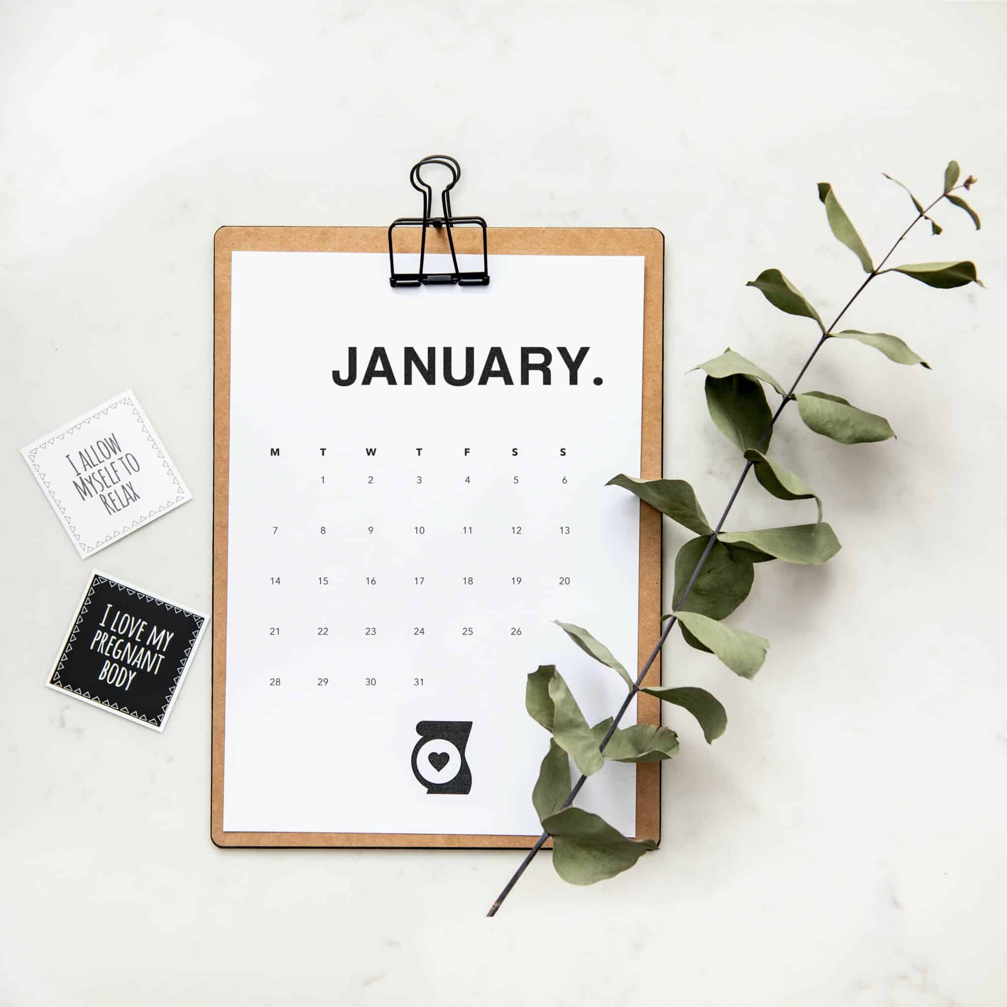 january calendar on a clipboard