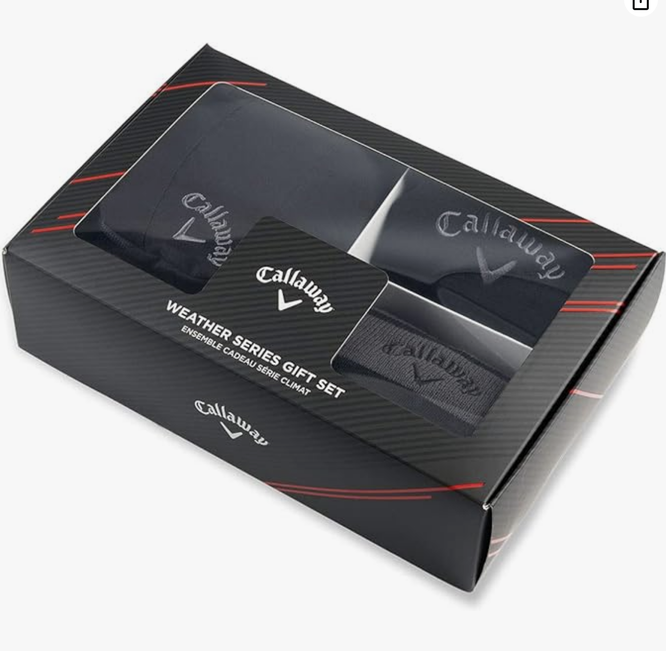 Callaway Weather Series Gift Set featuring a black hat, beanie, and neck warmer in branded packaging—perfect for Father's Day 2025 or as one of the top Father's Day gift ideas.
