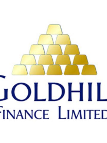 Goldhill Finance Limited logo with a pyramid of gold bars above the company name in blue text on a white background, representing support for short-term business loans and starting a family business.