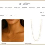 Screenshot from a jewellery website featuring a model wearing an everyday gold jewellery chain necklace on the left and a close-up of the minimalist jewellery piece on the right.
