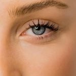Natural Eye Care: What to Know About Using Castor Oil Around the Eyes Close-up of a light-skinned person's blue eye, showing detailed eyelashes, eyebrow, and smooth skin-an ideal image to highlight the benefits of Castor Oil for natural eye care.